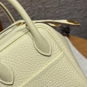 Hermes Lindy Mini 19 CM Bag Handmade In Swift Leather Gold Hardware i8 Jaune Milton - Image 8