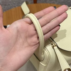 Hermes Lindy Mini 19 CM Bag Handmade In Swift Leather Gold Hardware i8 Jaune Milton - Image 5