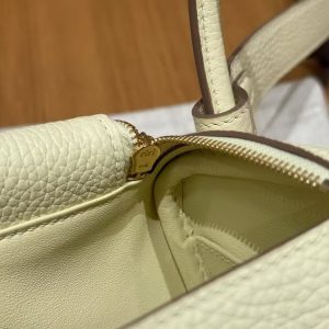 Hermes Lindy Mini 19 CM Bag Handmade In Swift Leather Gold Hardware i8 Jaune Milton - Image 4