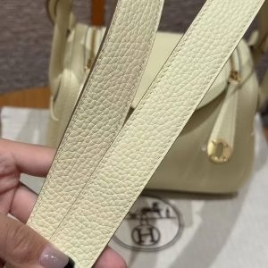 Hermes Lindy Mini 19 CM Bag Handmade In Swift Leather Gold Hardware i8 Jaune Milton - Image 3