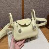 Hermes Lindy Mini 19 CM Bag Handmade In Taurillon Clemence Leather Silver Hardware i8 Jaune Milton