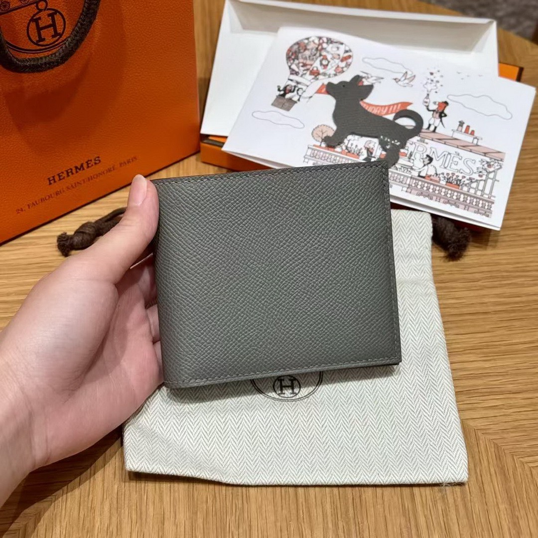 Hermes MC² Copernic Compact Wallet Handmade In Epsom Calfskin Leather 0L Gris Meyer - Image 2