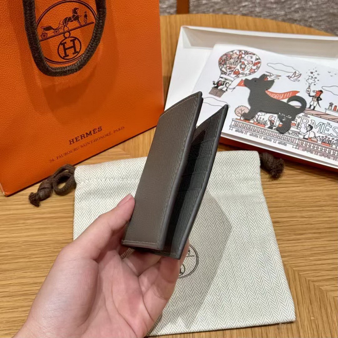 Hermes MC² Copernic Compact Wallet Handmade In Epsom Calfskin Leather 0L Gris Meyer - Image 9