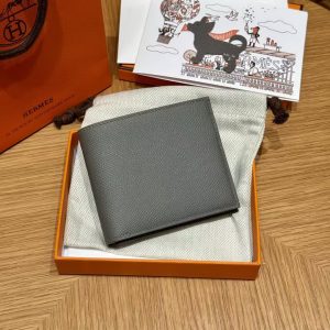 Hermes MC² Copernic Compact Wallet Handmade In Epsom Calfskin Leather 0L Gris Meyer