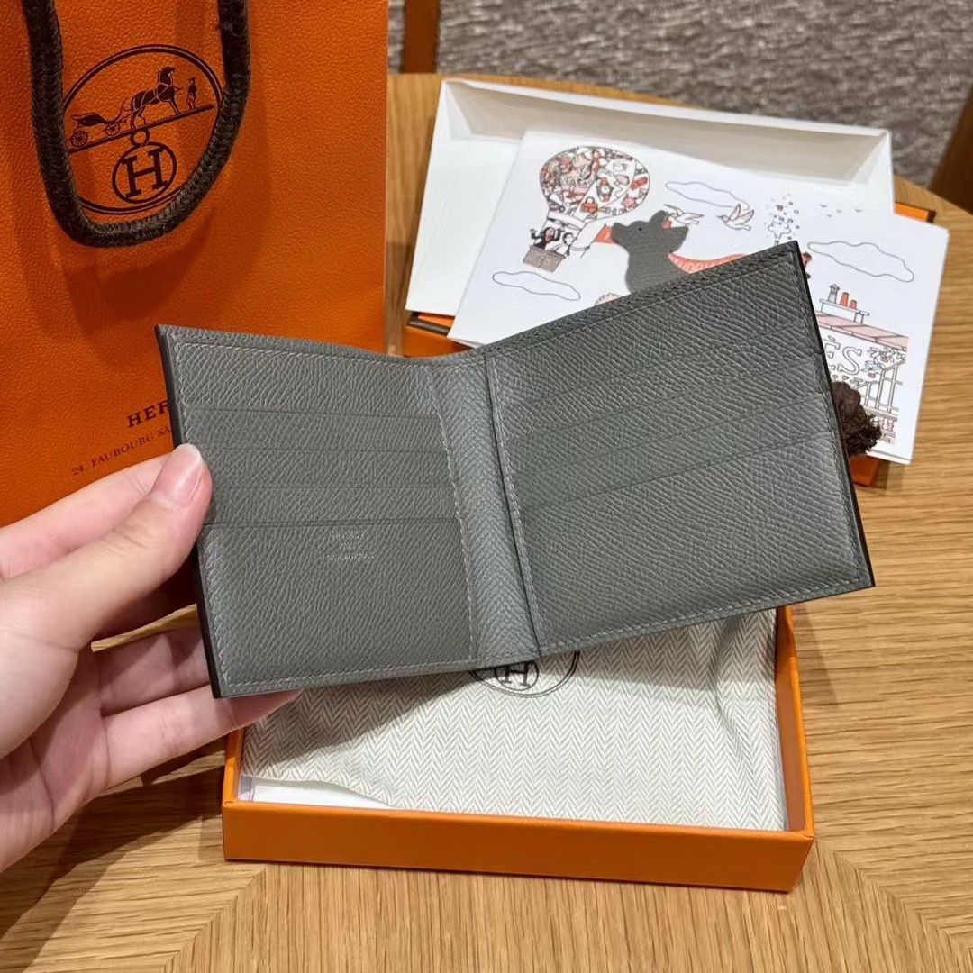 Hermes MC² Copernic Compact Wallet Handmade In Epsom Calfskin Leather 0L Gris Meyer - Image 6