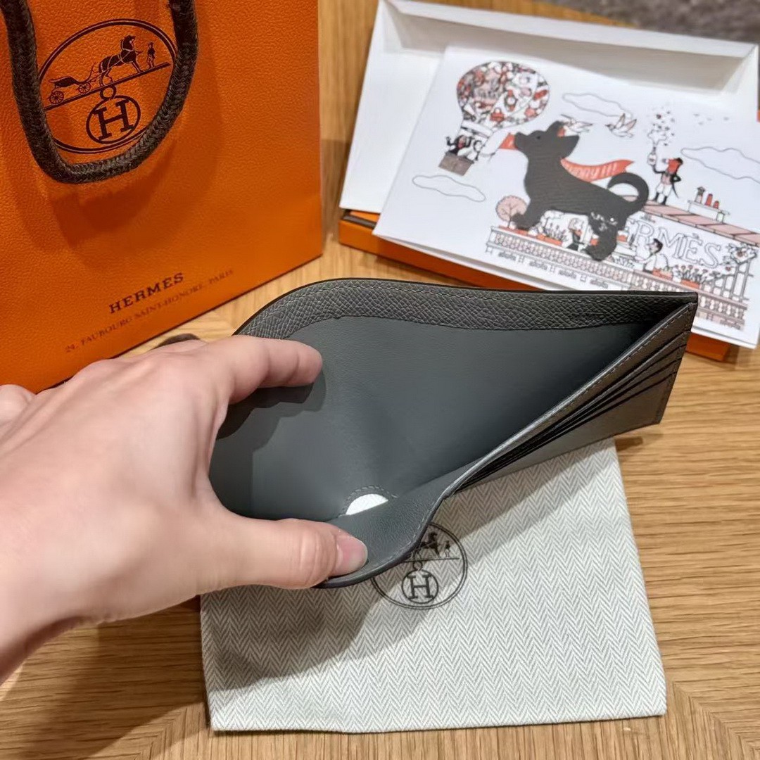 Hermes MC² Copernic Compact Wallet Handmade In Epsom Calfskin Leather 0L Gris Meyer - Image 5