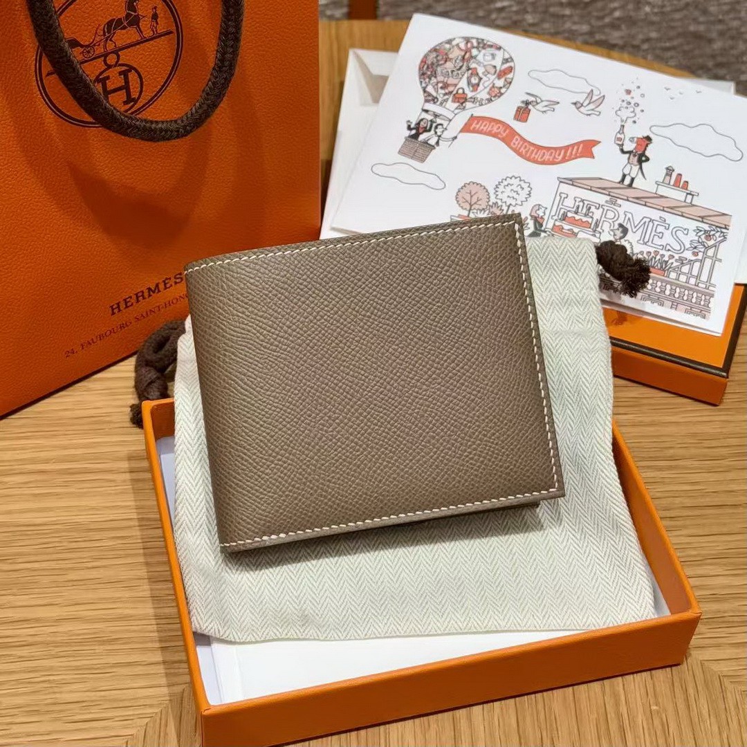 Hermes MC² Copernic Compact Wallet Handmade In Epsom Calfskin Leather 18 Etoupe