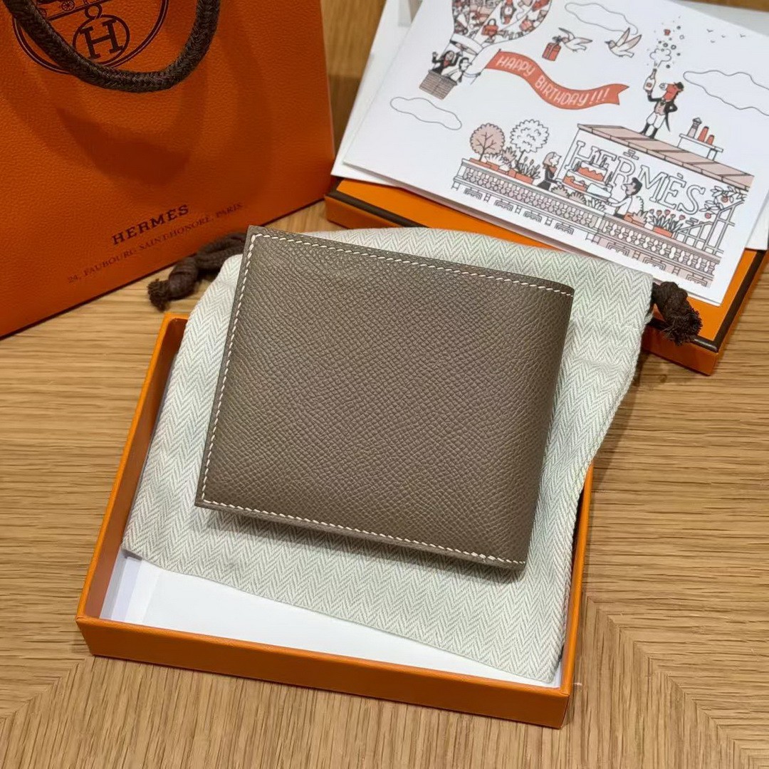 Hermes MC² Copernic Compact Wallet Handmade In Epsom Calfskin Leather 18 Etoupe - Image 2