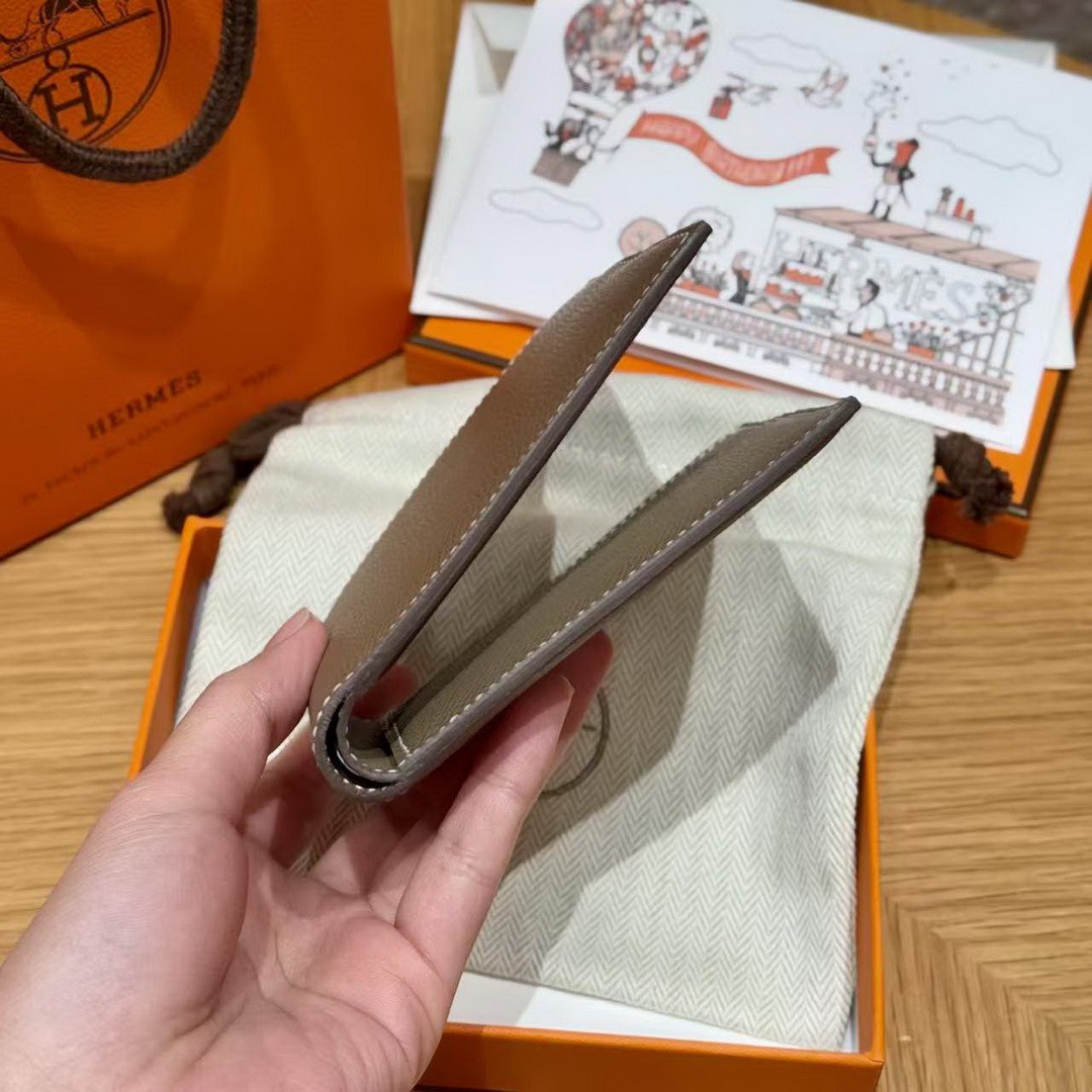 Hermes MC² Copernic Compact Wallet Handmade In Epsom Calfskin Leather 18 Etoupe - Image 10