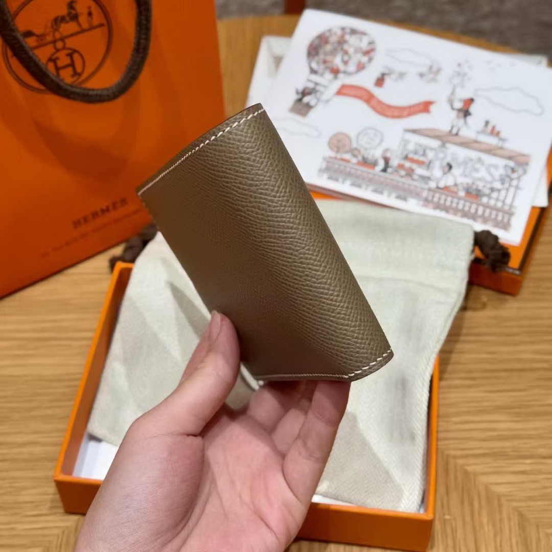 Hermes MC² Copernic Compact Wallet Handmade In Epsom Calfskin Leather 18 Etoupe - Image 8