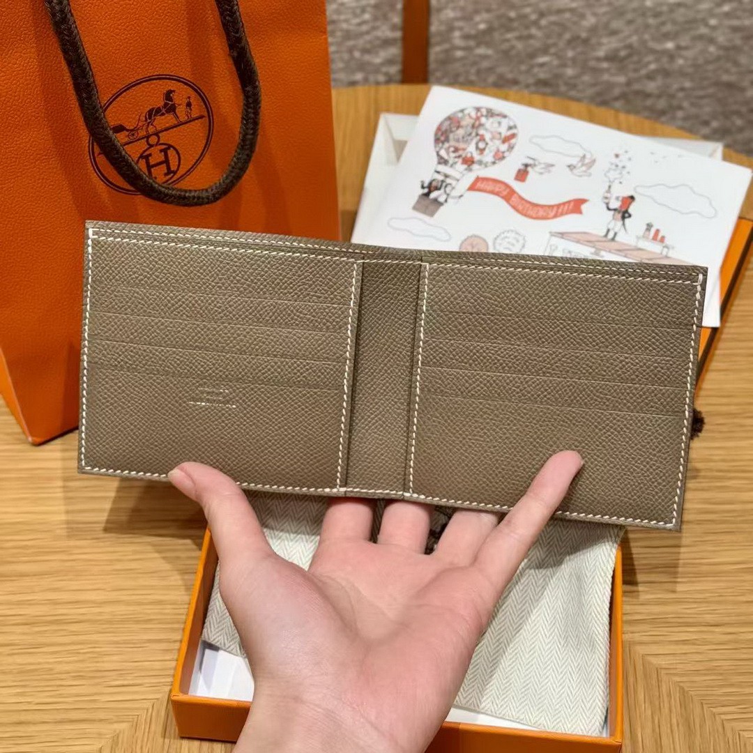 Hermes MC² Copernic Compact Wallet Handmade In Epsom Calfskin Leather 18 Etoupe - Image 6