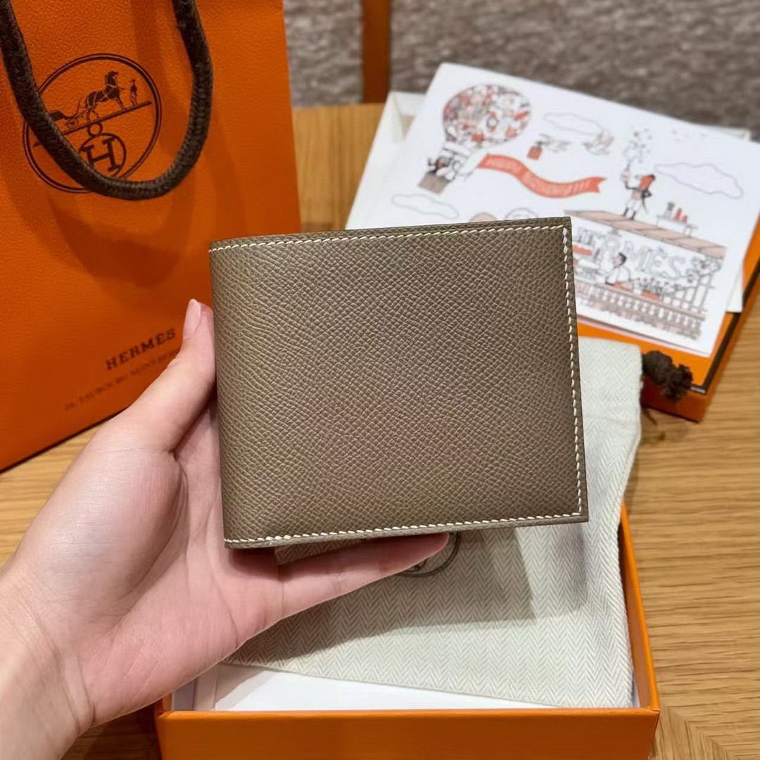 Hermes MC² Copernic Compact Wallet Handmade In Epsom Calfskin Leather 18 Etoupe - Image 5