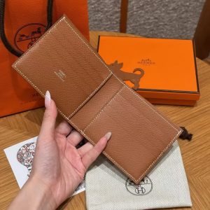 Hermes MC² Copernic Compact Wallet Handmade In Epsom Calfskin Leather 37 Gold - Image 7