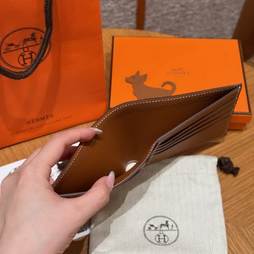 Hermes MC² Copernic Compact Wallet Handmade In Epsom Calfskin Leather 37 Gold - Image 6