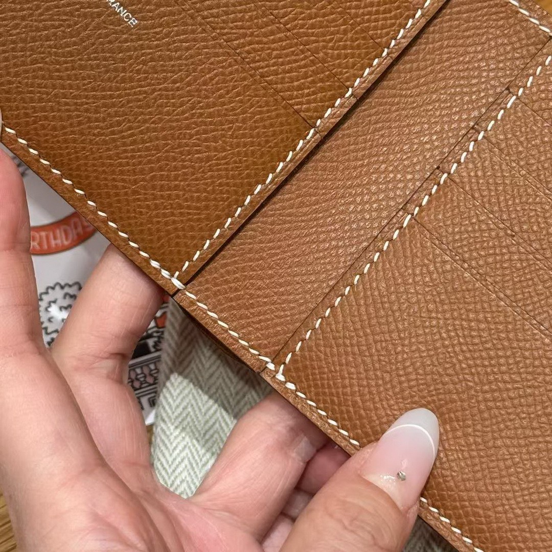 Hermes MC² Copernic Compact Wallet Handmade In Epsom Calfskin Leather 37 Gold - Image 5