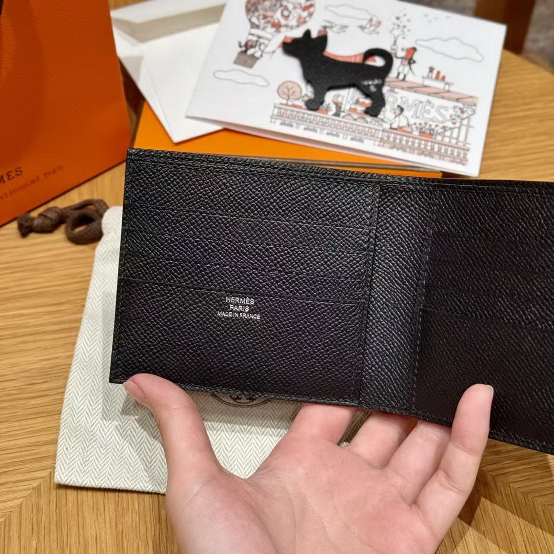 Hermes MC² Copernic Compact Wallet Handmade In Epsom Calfskin Leather 89 Noir - Image 7
