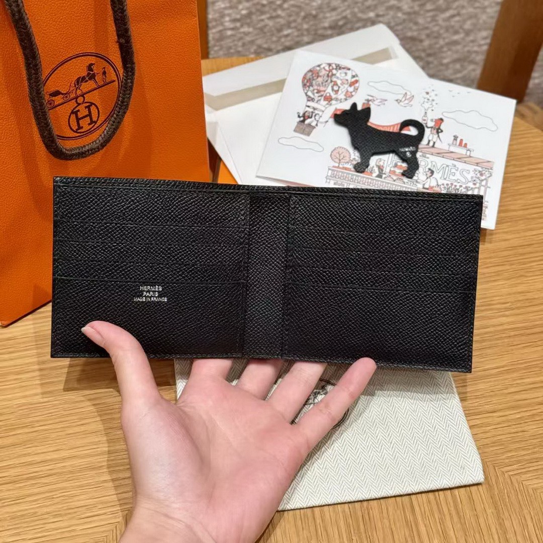 Hermes MC² Copernic Compact Wallet Handmade In Epsom Calfskin Leather 89 Noir - Image 6