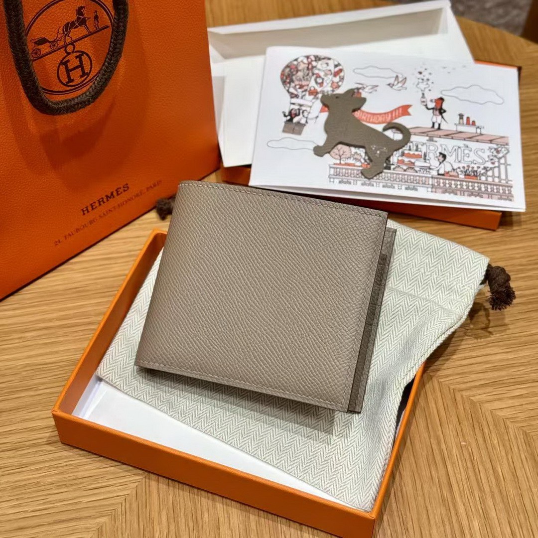 Hermes MC² Copernic Compact Wallet Handmade In Epsom Calfskin Leather M8 Girs Asphalte