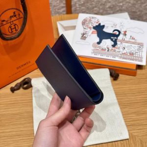 Hermes MC² Copernic Compact Wallet Handmade In Epsom Calfskin Leather S4 Deep Blue - Image 11