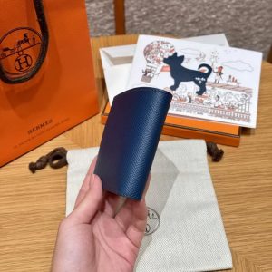 Hermes MC² Copernic Compact Wallet Handmade In Epsom Calfskin Leather S4 Deep Blue - Image 10