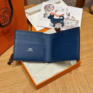 Hermes MC² Copernic Compact Wallet Handmade In Epsom Calfskin Leather S4 Deep Blue - Image 8