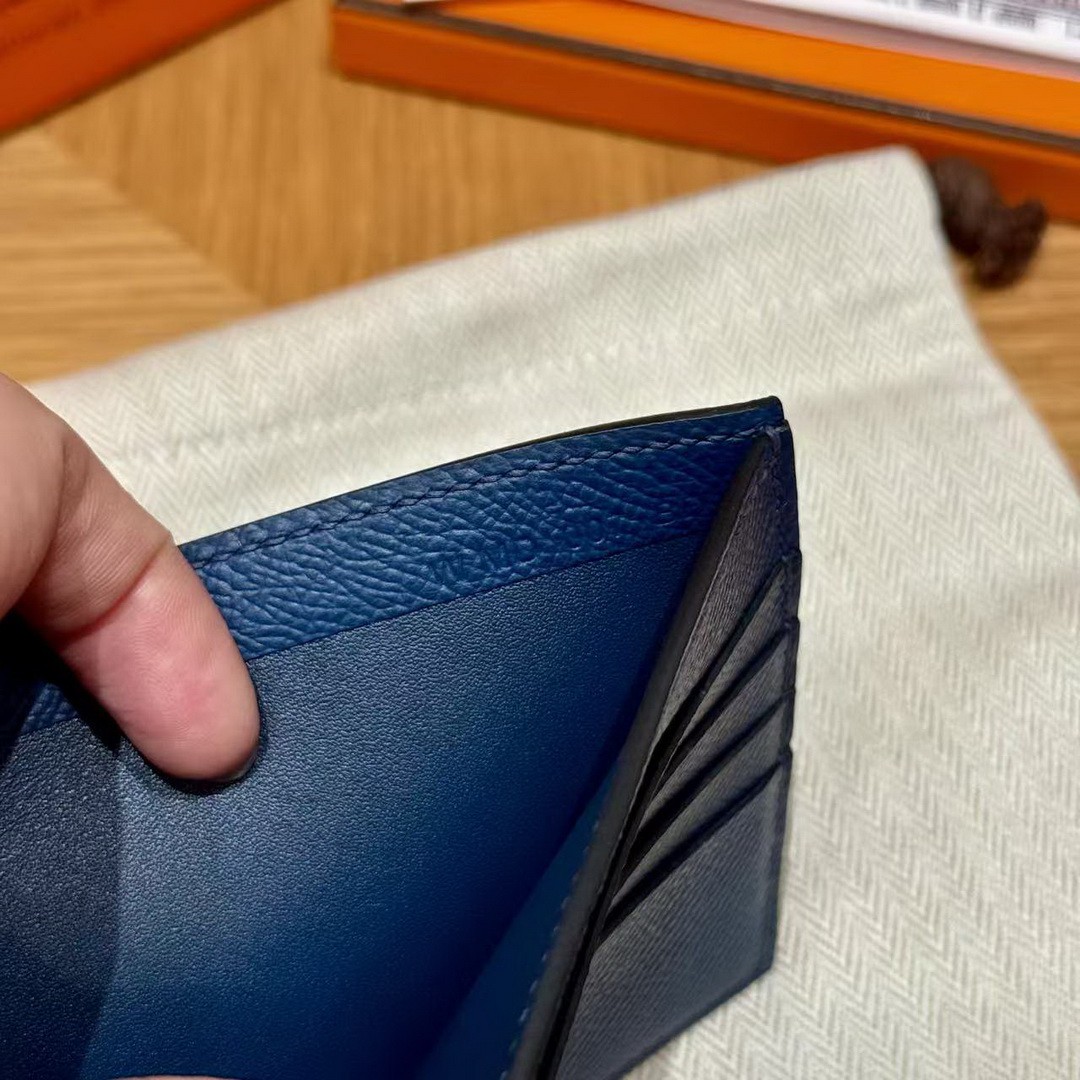 Hermes MC² Copernic Compact Wallet Handmade In Epsom Calfskin Leather S4 Deep Blue - Image 6