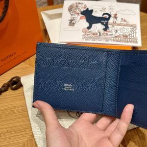 Hermes MC² Copernic Compact Wallet Handmade In Epsom Calfskin Leather S4 Deep Blue - Image 5