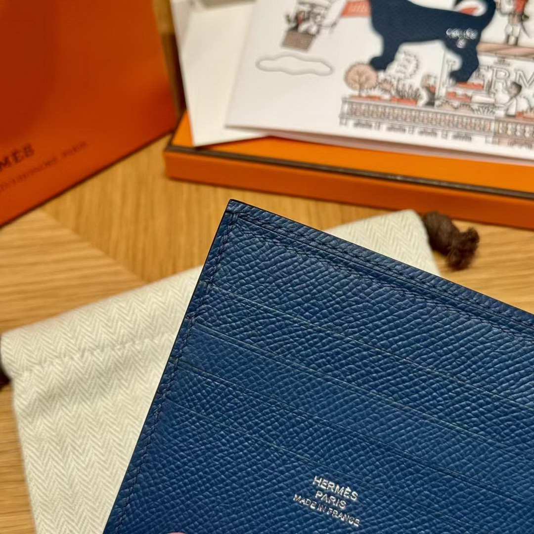 Hermes MC² Copernic Compact Wallet Handmade In Epsom Calfskin Leather S4 Deep Blue - Image 4