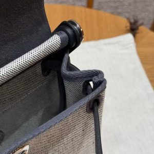 Hermes Mini Herbag Zip 20 Bag Retourne Ecru Blue Glacier Ardoise Handmade In Militaire Canvas and Hunter Cowhide Silver Hardware - Image 8