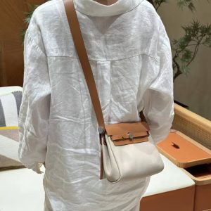 Hermes Mini Herbag Zip 20 Bag Retourne Beton Naturel Sable Handmade In Militaire Canvas and Hunter Cowhide Silver Hardware - Image 5