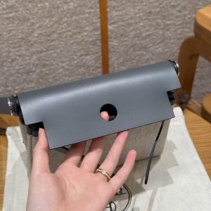 Hermes Mini Herbag Zip 20 Bag Retourne Ecru Blue Glacier Ardoise Handmade In Militaire Canvas and Hunter Cowhide Silver Hardware - Image 22