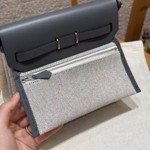 Hermes Mini Herbag Zip 20 Bag Retourne Ecru Blue Glacier Ardoise Handmade In Militaire Canvas and Hunter Cowhide Silver Hardware - Image 17