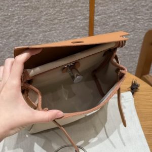 Hermes Mini Herbag Zip 20 Bag Retourne Beton Naturel Sable Handmade In Militaire Canvas and Hunter Cowhide Silver Hardware - Image 26
