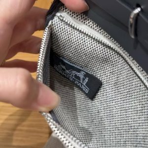 Hermes Mini Herbag Zip 20 Bag Retourne Ecru Blue Glacier Ardoise Handmade In Militaire Canvas and Hunter Cowhide Silver Hardware - Image 15