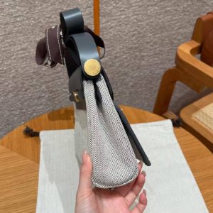 Hermes Mini Herbag Zip 20 Bag Retourne Ecru Blue Glacier Ardoise Handmade In Militaire Canvas and Hunter Cowhide Gold Hardware - Image 28