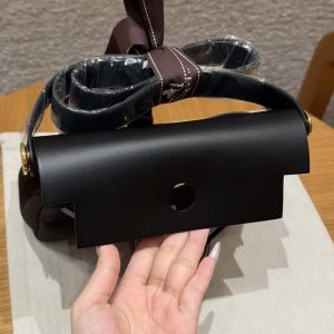 Hermes Mini Herbag Zip 20 Bag Retourne 89 Noir Handmade In Militaire Canvas and Hunter Cowhide Gold Hardware - Image 15