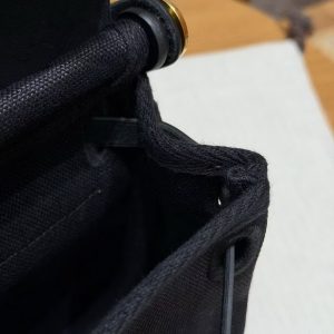 Hermes Mini Herbag Zip 20 Bag Retourne 89 Noir Handmade In Militaire Canvas and Hunter Cowhide Gold Hardware - Image 10