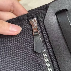 Hermes Mini Herbag Zip 20 Bag Retourne 89 Noir Handmade In Militaire Canvas and Hunter Cowhide Silver Hardware - Image 15