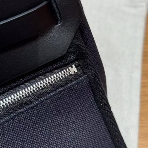 Hermes Mini Herbag Zip 20 Bag Retourne 89 Noir Handmade In Militaire Canvas and Hunter Cowhide Silver Hardware - Image 11