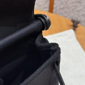 Hermes Mini Herbag Zip 20 Bag Retourne 89 Noir Handmade In Militaire Canvas and Hunter Cowhide Silver Hardware - Image 4