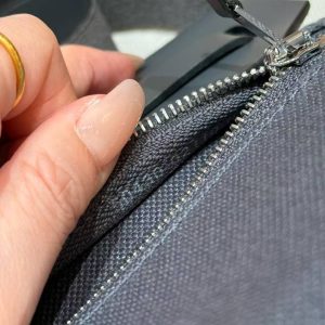 Hermes Mini Herbag Zip 20 Bag Retourne Ardoise Handmade In Militaire Canvas and Hunter Cowhide Silver Hardware - Image 18