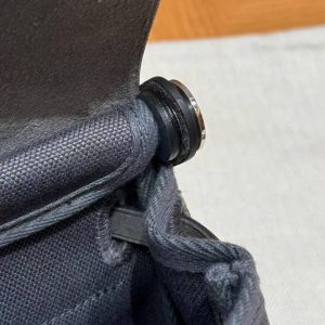 Hermes Mini Herbag Zip 20 Bag Retourne Ardoise Handmade In Militaire Canvas and Hunter Cowhide Silver Hardware - Image 7