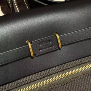 Hermes Mini Herbag Zip 20 Bag Retourne Dark Bronze Noir Handmade In Militaire Canvas and Hunter Cowhide Gold Hardware - Image 22