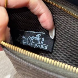Hermes Mini Herbag Zip 20 Bag Retourne Dark Bronze Noir Handmade In Militaire Canvas and Hunter Cowhide Gold Hardware - Image 15