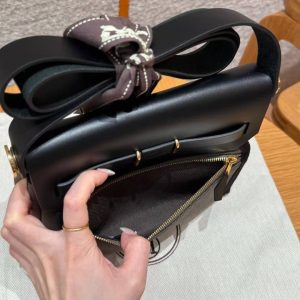 Hermes Mini Herbag Zip 20 Bag Retourne Dark Bronze Noir Handmade In Militaire Canvas and Hunter Cowhide Gold Hardware - Image 13