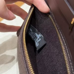 Hermes Mini Herbag Zip 20 Bag Retourne Ebene Handmade In Militaire Canvas and Hunter Cowhide Gold Hardware - Image 17