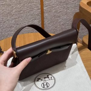 Hermes Mini Herbag Zip 20 Bag Retourne Ebene Handmade In Militaire Canvas and Hunter Cowhide Gold Hardware - Image 12