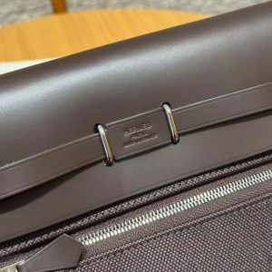 Hermes Mini Herbag Zip 20 Bag Retourne Ebene Handmade In Militaire Canvas and Hunter Cowhide Silver Hardware - Image 14
