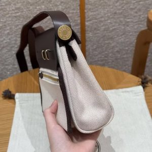 Hermes Mini Herbag Zip 20 Bag Retourne Ecru Beige Ebene Handmade In Militaire Canvas and Hunter Cowhide Gold Hardware - Image 28