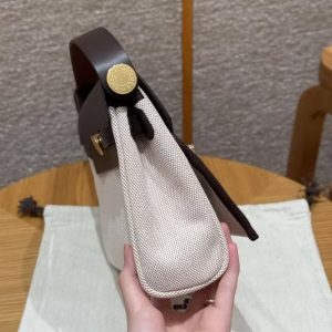 Hermes Mini Herbag Zip 20 Bag Retourne Ecru Beige Ebene Handmade In Militaire Canvas and Hunter Cowhide Gold Hardware - Image 27